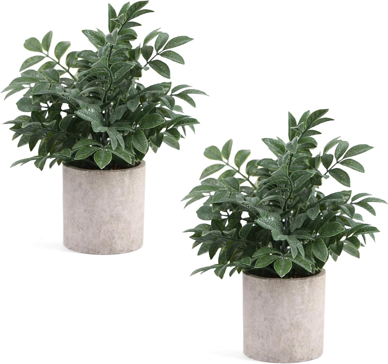 2 Pack Mini Artificial Herb Potted Plants – Faux Eucalyptus Greenery in Gray Pots for Mother’s Day Card Making, Home Bathroom, Farmhouse & Desk Decor